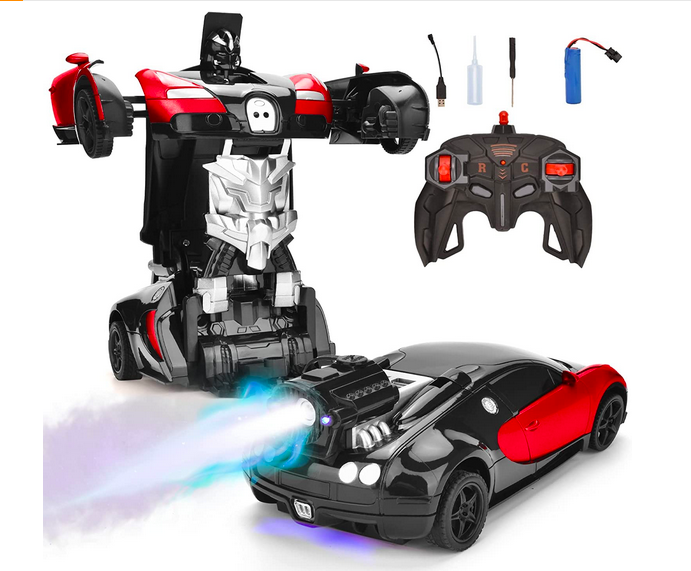 Remote Control Transform Robot Car 2in1 Convertible Car Toy for Kids with Rechargeable Battery & Water Boost Spray