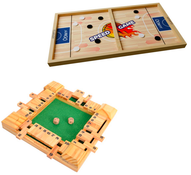 Clapjoy Table top Board Games for Adults & Kids Toy Perfect for Family, Picnic, Birthday Gift and Return Gift (Slingo & Shut The Box)