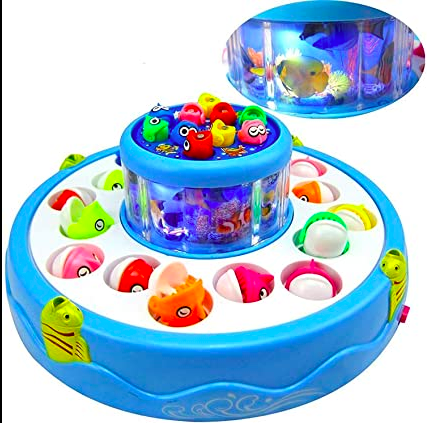 Toys Toyshine Fish Catching Game Big with 26 Fishes and 4 Pods, Includes Music, Lights (Battery Included) – Multi-Color