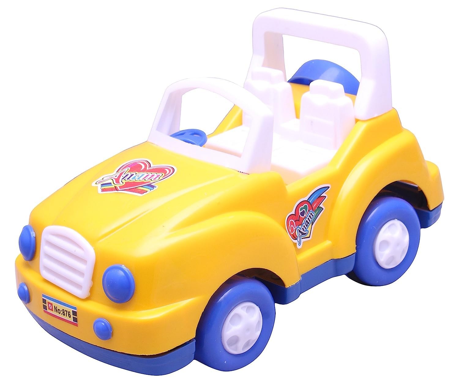 HK Toys ANAM Jeep Car Kids Toy Vehicle for Boys, Girls and Baby Children| Combination of Yellow and Blue Color Medium Size Zoo Sound Making Toy