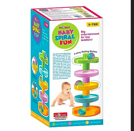 Toymate Baby Spiral Fun-A Roll Ball Toy With 6 Layer Ball Drop Tower Run With Roll Swirling Ramps