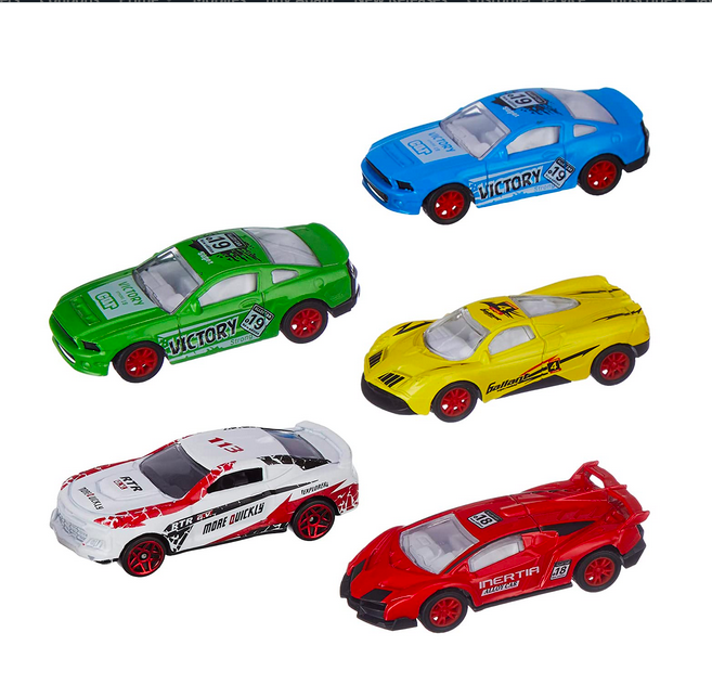 Jam & Honey Freewheel Metal Diecast Cars - Pack of 5, Multi-Colour (Colour & Design Can Vary), Kid