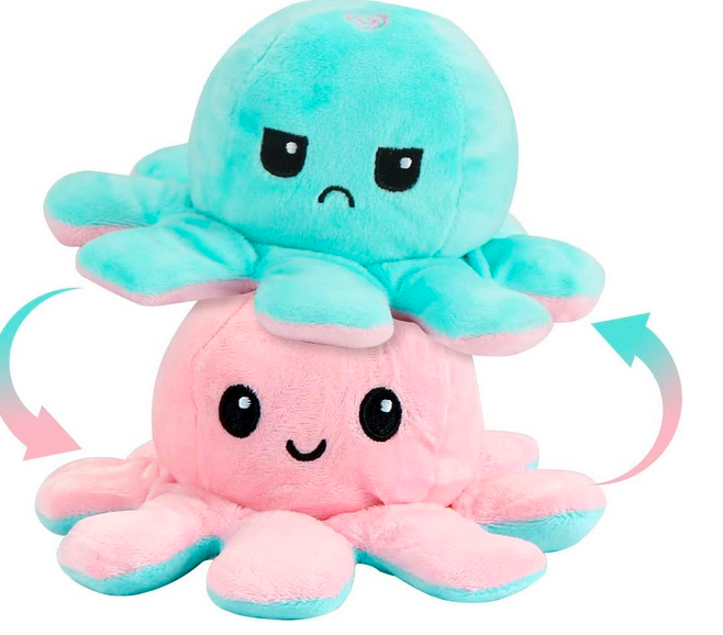 Storio Toy Octopus Plushie Reversible Soft Toys for Kids | Plush Soft Toys for Baby Boys and Girls | Octopus Soft Toy for Kids -18cm