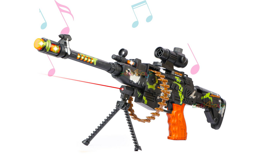 zest 4 toyz 25 musical army style toy gun for kids with music, lights and laser light (Multi color)