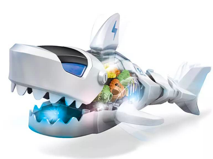 Battery Operated Transparent Gear Robot Shark Car Vehicle Toy for Kids|Boys|Girls with 3D Colorful Light & Music and Bump & go Action