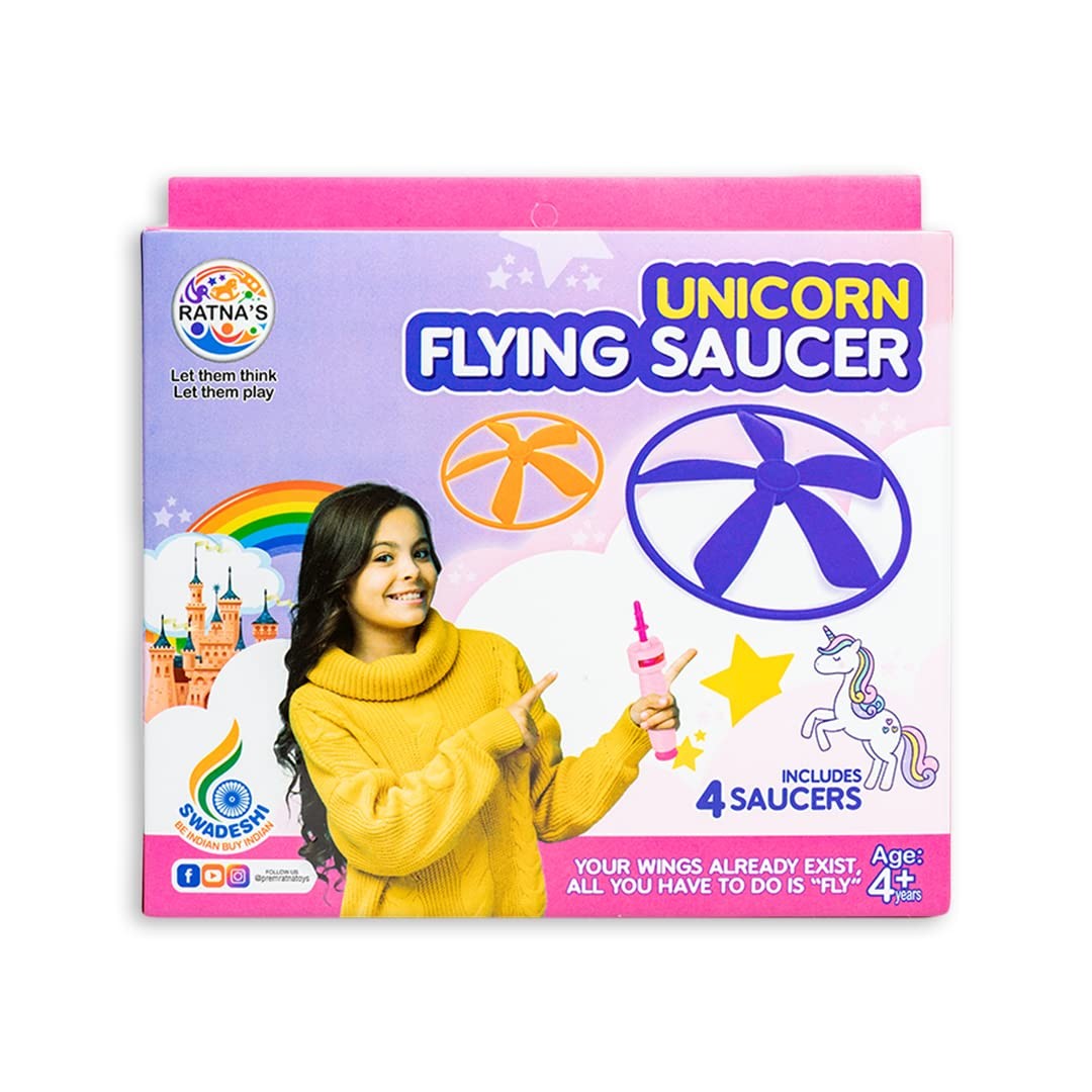 Flying Saucer Unicorn 3 in 1 Indoor & Outdoor Toy Can Be Played as Space Rocket, Sliding Wall & Spinning TOP for Kids