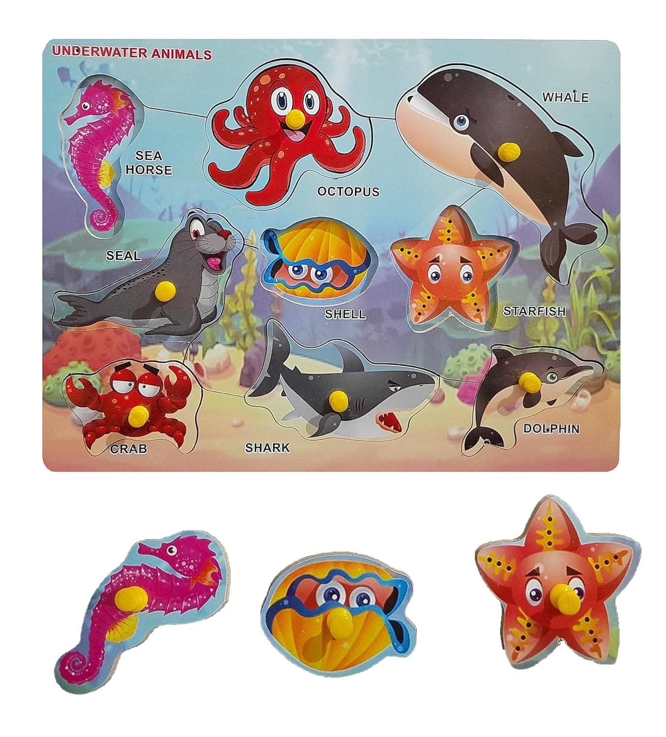 Trading Wooden Educational Colorful Water Animal Puzzle Game for Kids