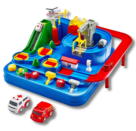 Kidology Car Race Tracks Toy | Car Adventure Toy for Boys, Girls & Kids | Playset City Rescue Toddlers Toy Car | Pre Educational Learning Toy Puzzle Car Gift for Kids (Regular)