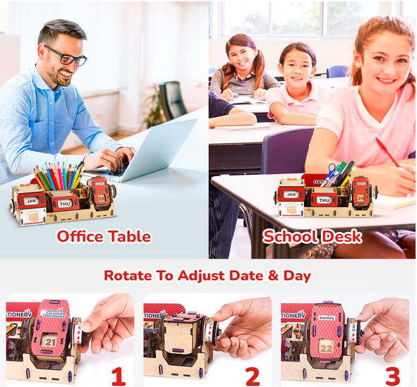 Smartivity Table-Top Infinity Calendar & Stationery Organizer | Best Birthday Gift for Boys & Girls Age 8 to 14 Years Educational & Construction Based Activity for 8-10-12-14 Year Old Kids