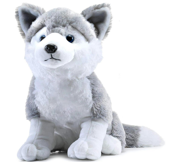 Webby Plush Husky Dog Stuffed Animal Puppy Soft Toy, Adorable Gifts for Kids and Adult, Glitter Eyes Soft Toy, 35CM (Grey)