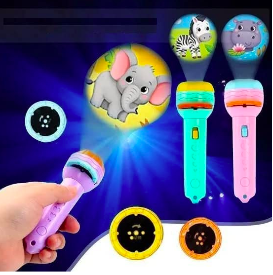 3 Slides 24 Patterns Mini Projector Torch Toy Slide Flashlight Projector Torch for Kids Slide Flashlight Lamp Education Learning Night Light Before Going to Bed(Random Slides)