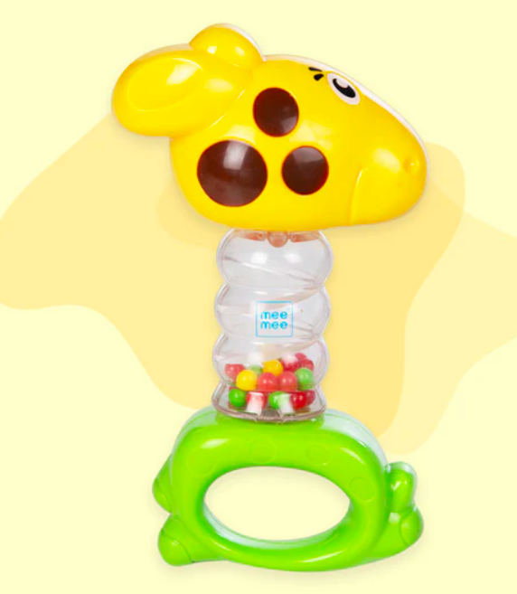 Mee Mee Cheerful Rattle Toy | BPA Free 360° Rotating Rattle with Baby Grip Design (Yellow)