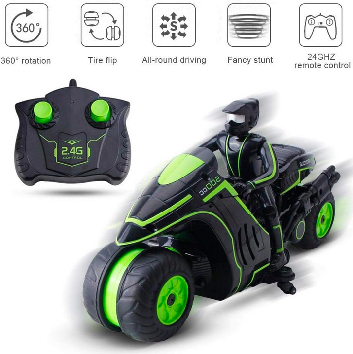 Motorcycle, 360° Spinning Action Remote Control Stunt Car, 2.4ghz High-Speed RC Motorcycle, Remote Control Stunt Toy for Boys Girls