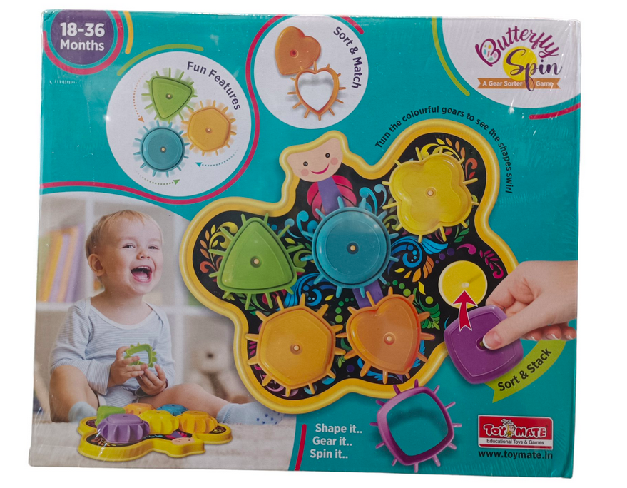 Toy Mate Butterfly Spin A Gear Sorter Game of Shapes and Colour Sorting for Kids above 18 Months