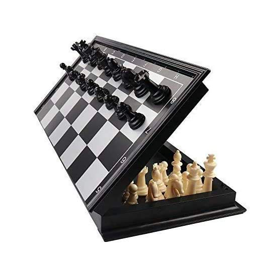 ToyTastic Magnetic Educational Chess Board Set with Folding Chess Board 2 Plyaers Travel Toys for Kids and Adults (10 Inch) (Black Color)