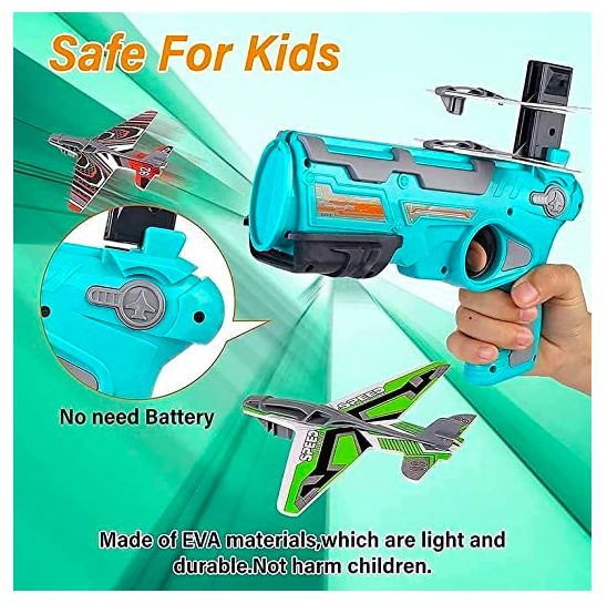 Airplane Launcher Gun,Safe and Fun Shooting Guns for Kids,Paper Foam Gliders for Quick and Easy Operation,Nearly Unbreakable Plastic,Ideal for Kids Ages,Multicolor