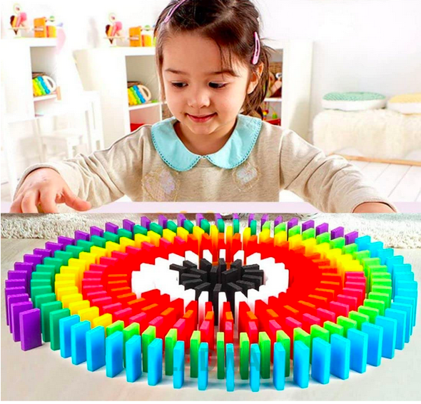 Toy Imagine™ 120 Piece Colorful Wooden Domino Block Set for Kids Educational and Learning Activity Game Play Toy for kids|Color Recognition, Best Birthday Gift for Boys & Girls Age 3 to 10|(12 Colors)