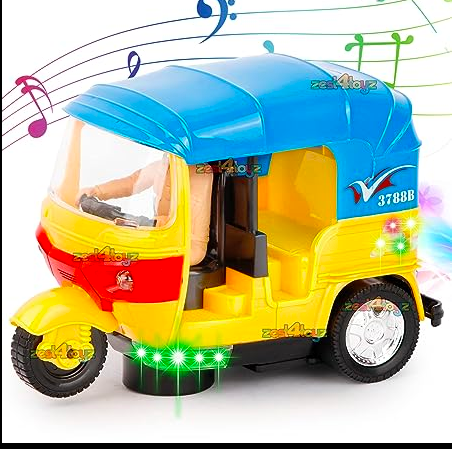 Toys Auto Ricksaw Tricycle with Lights & Music Sound Toy – Multicolors