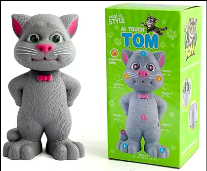 Talking Tom with AI touch sensitive and recording for kids (Grey)